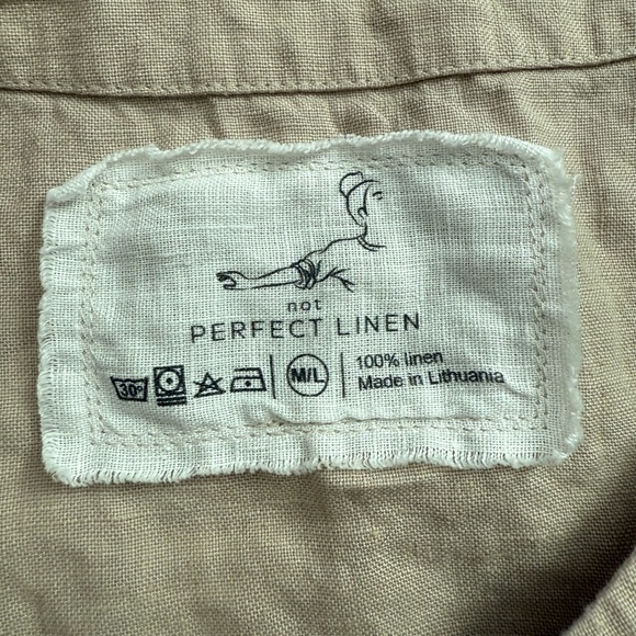 Not Perfect Linen Old London Oat Milk 100% Linen Top- M/L- EUC - Picture 2 of 3